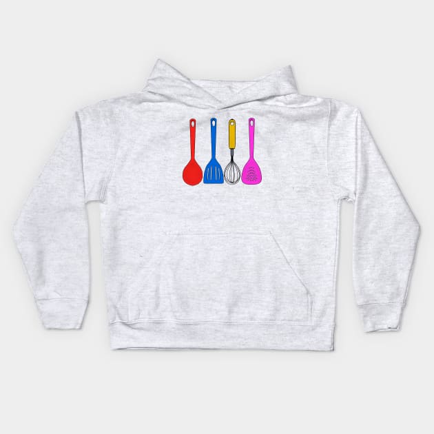 Household utensils for kitchen Kids Hoodie by DiegoCarvalho